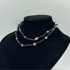 Pair of Handmade Black & Silver Stackable Necklaces